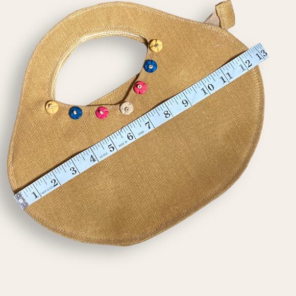 Tan vintage corduroy handbag. - Picture 2 of 5